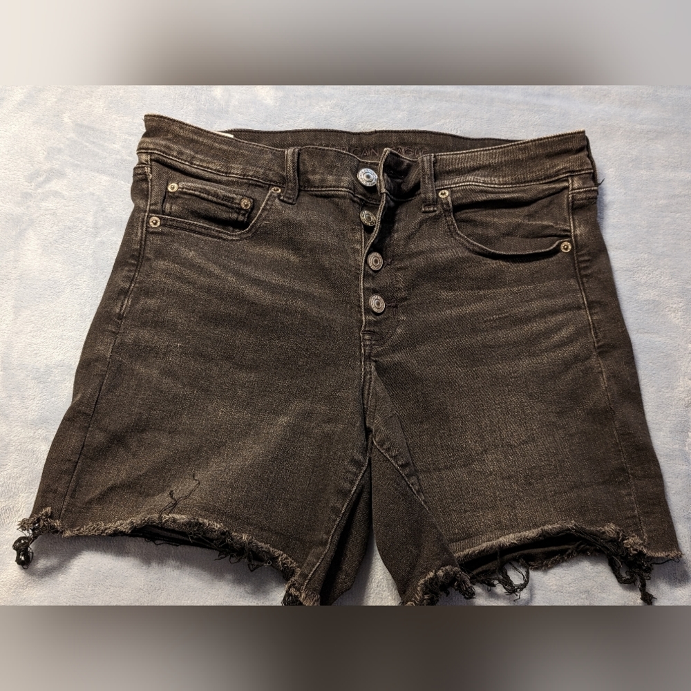 American Eagle black denim shorts